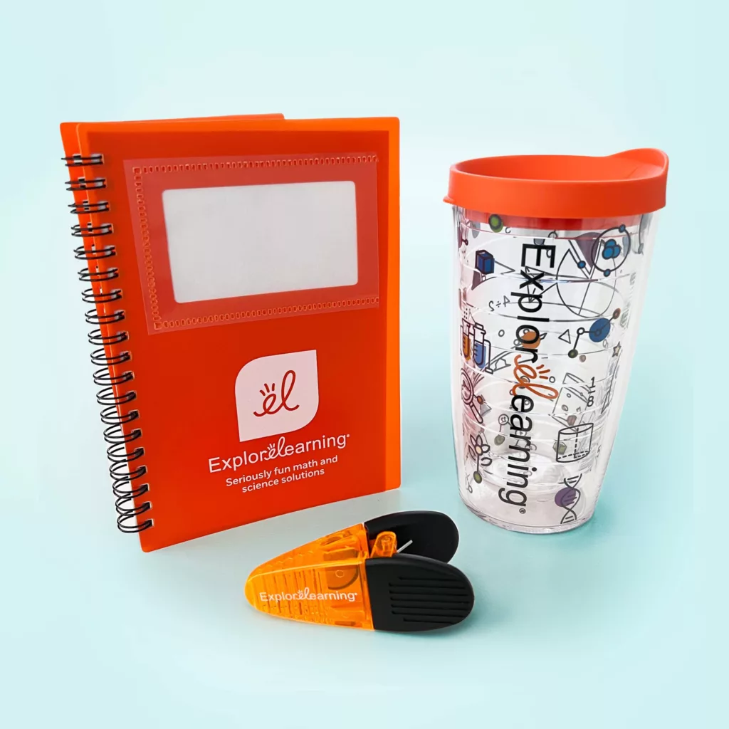 Examples of merchandise office items for Explore Learning
