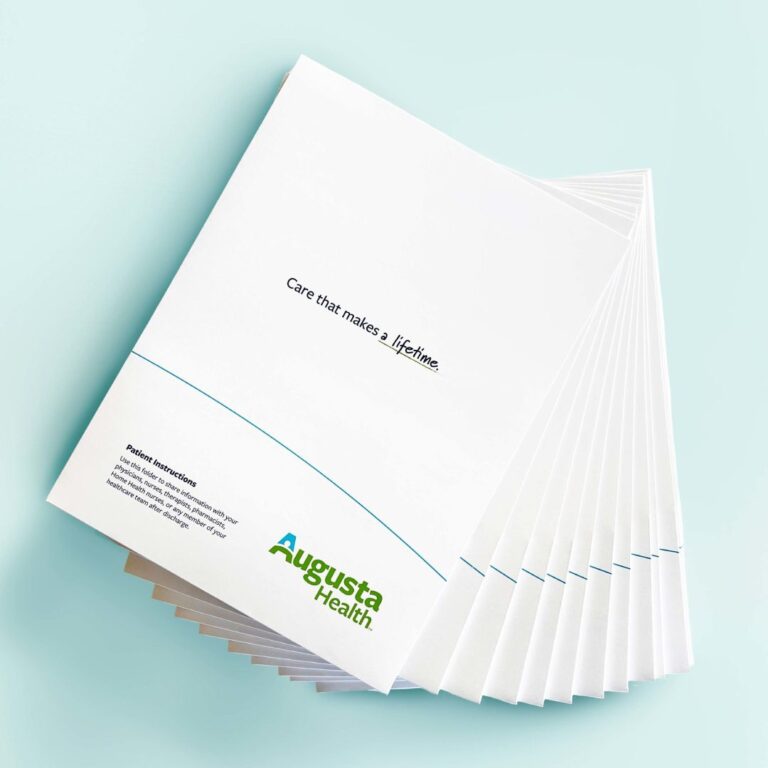 Example of merchandise presentation folders for Augusta Health by Brandscape