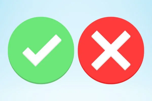 check mark and x mark